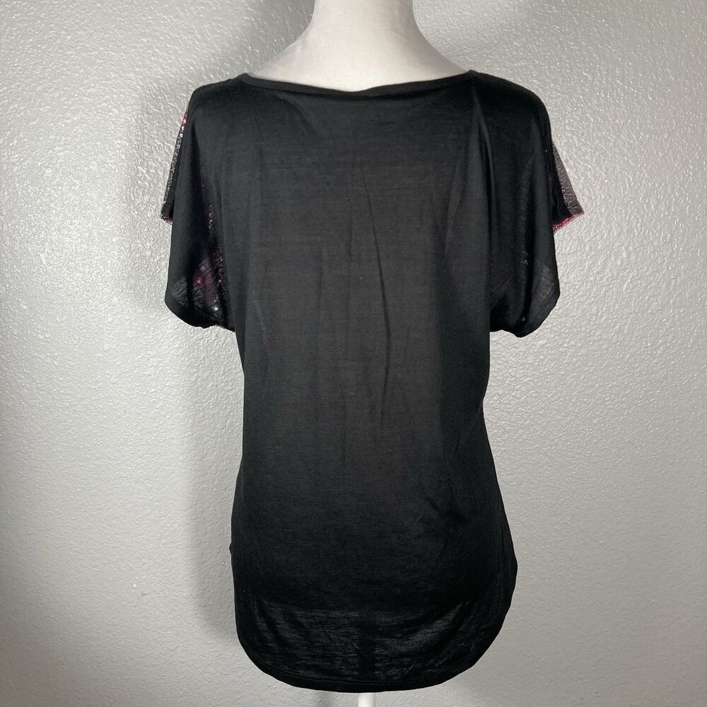 Sequin Top L Floral Sheer Shimmer Blouse Sparkle Whimsigoth Glam Cato - Picture 11 of 14